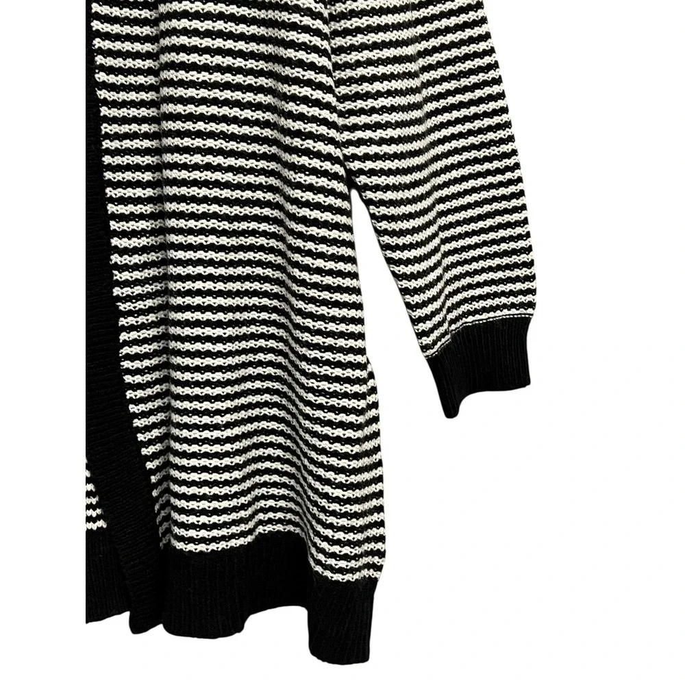 Lane Bryant Sweater Womens 18/20 Black White Stripe‎ Open Front Cardigan Knit